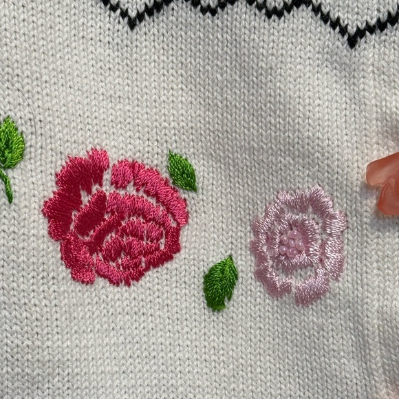 VTG Storybook Knits Women’s Short Sleeve Cardigan Floral, Size Medium - Picture 3 of 11